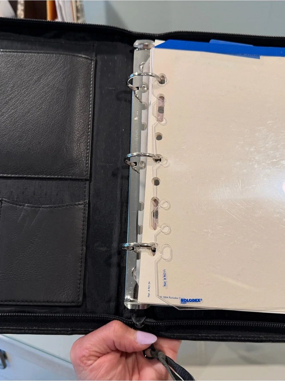 Black Leather Zip Portfolio for Tablets and Notebooks - Unbranded